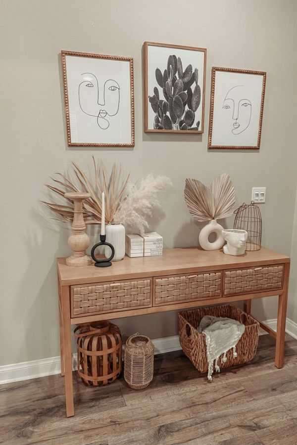 Slim Console Table with Baskets