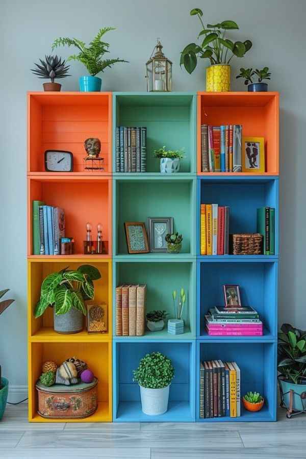 Brightly Colored Bookshelf