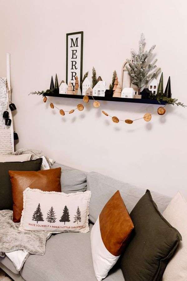 Festive Garland on Floating Shelves