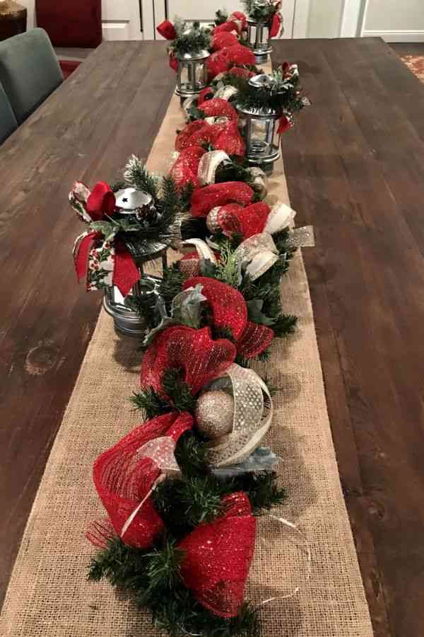 Red Ribbon and Greenery Garland