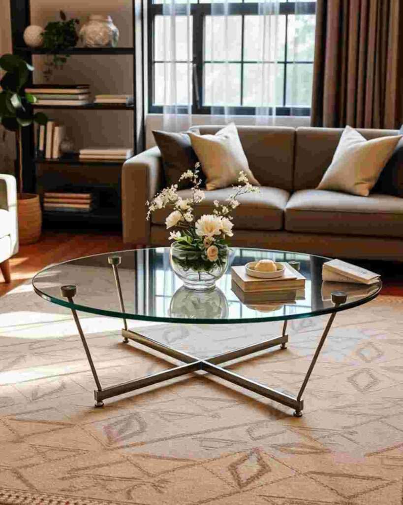 Vintage-Inspired Glass and Brass Table