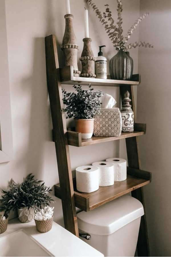 Ladder-Shelf-for-Storage-small-bathroom- ideas