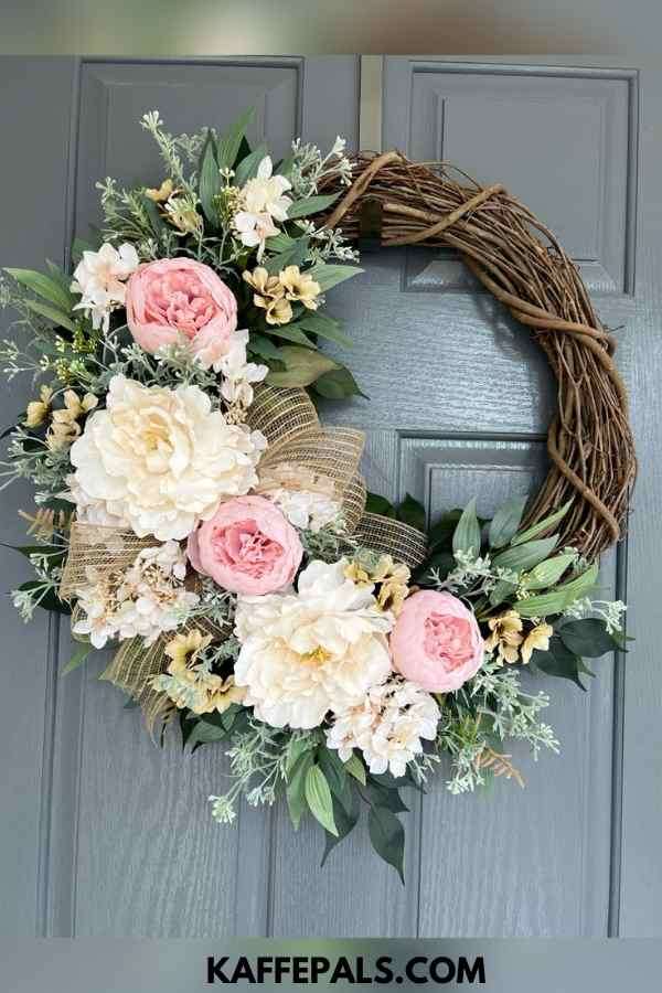 Pink - Floral - & - Gold - Wreath - For - Your - Front - Door